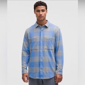 Lululemon Soft Knit Overshirt Check Plaid Porcelain Blue (L)Brand new with tags